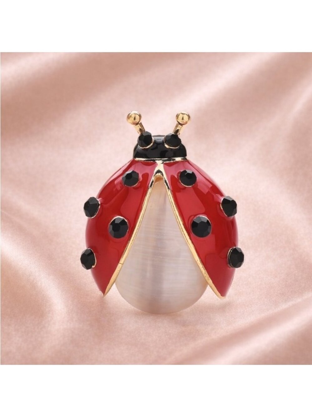 Ladybug Red Gold Brooch - Picture 2 of 5